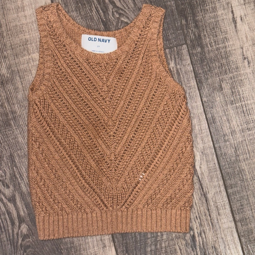 Old Navy Girls Tan V-Neck Sweater Vest